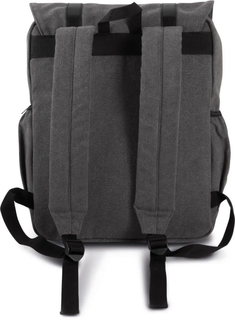 Flap-top canvas backpack