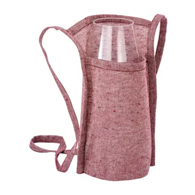Suport pentru pahare de degustare din bumbac reciclat de 150 g/m², cu șnur de 90 cm. – cu personalizare logo