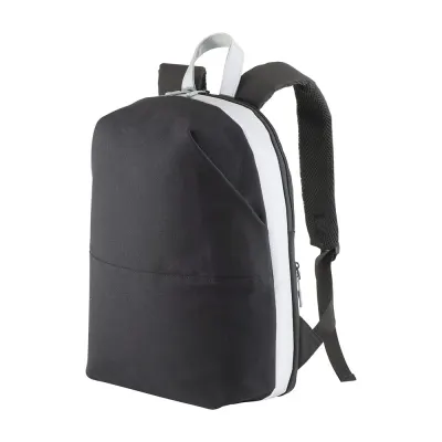 Rucsac din pânză pentru laptop, cu inserții și benzi din piele ecologică de înaltă vizibilitate – cu personalizare logo