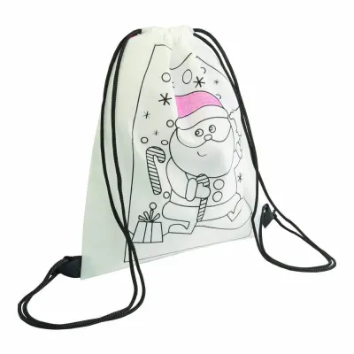 Mini-pungă din material nețesut, cu șnur, cu 5 lumânări (cu motiv de Crăciun) – cu personalizare logo