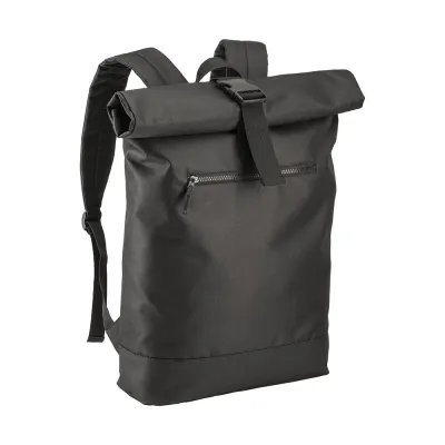 Rucsac din poliester reciclat R-PET și PC (17") cu buzunar exterior cu fermoar – cu personalizare logo