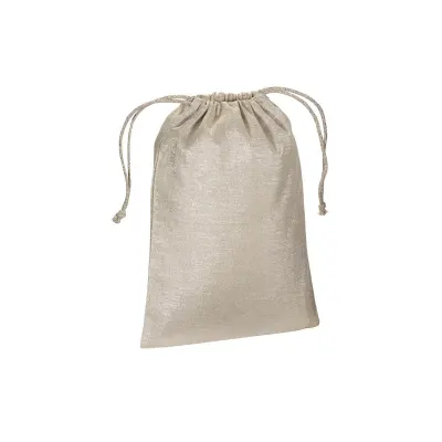 Pungă cadou din policoton strălucitor, de 90 g/m², cu închidere cu șnur din cotton – cu personalizare logo