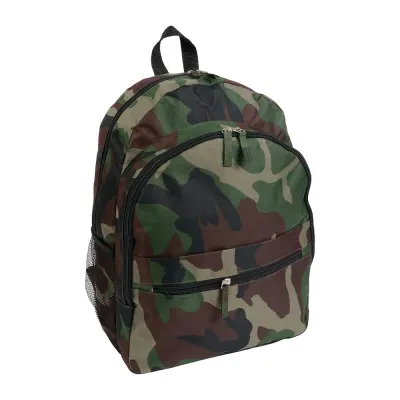 Rucsac din poliester 600D cu 6 buzunare (două buzunare laterale din plasă). Buzunar frontal cu velcro – cu personalizare logo