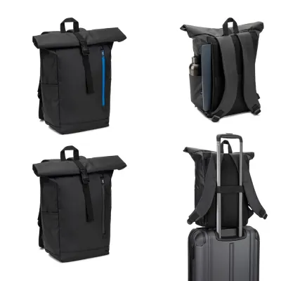 Rucsac Roll Top cu un design cu sistem de fermoare care permite rularea vârfului pentru a se potrivi cu volumul rucsacului, fabricat din poliester reciclat 600D – cu personalizare logo