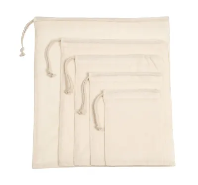 Sliding drawstring bag in organic cotton