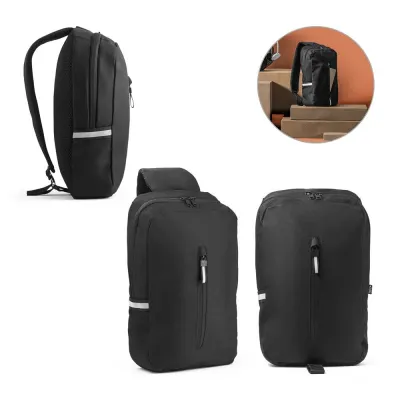 Rucsac cu o singură curea 300D cupoliester reciclat și 600D cupoliester reciclat, cu căptușeală din poliester reciclat 210D Delfos – cu personalizare logo