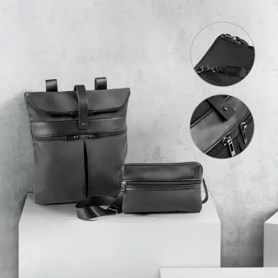Rucsac din microfibră și PU Rover backpack – cu personalizare logo