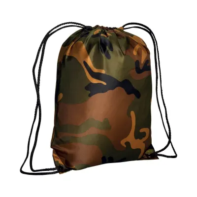 Rucsac de camuflaj din poliester 210T, cu închidere cu șnur și colțuri întărite – cu personalizare logo