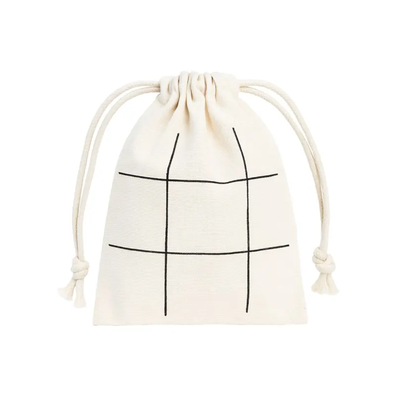 Joc de tic-tac-toe din lemn, cu pungă din bumbac – cu personalizare logo