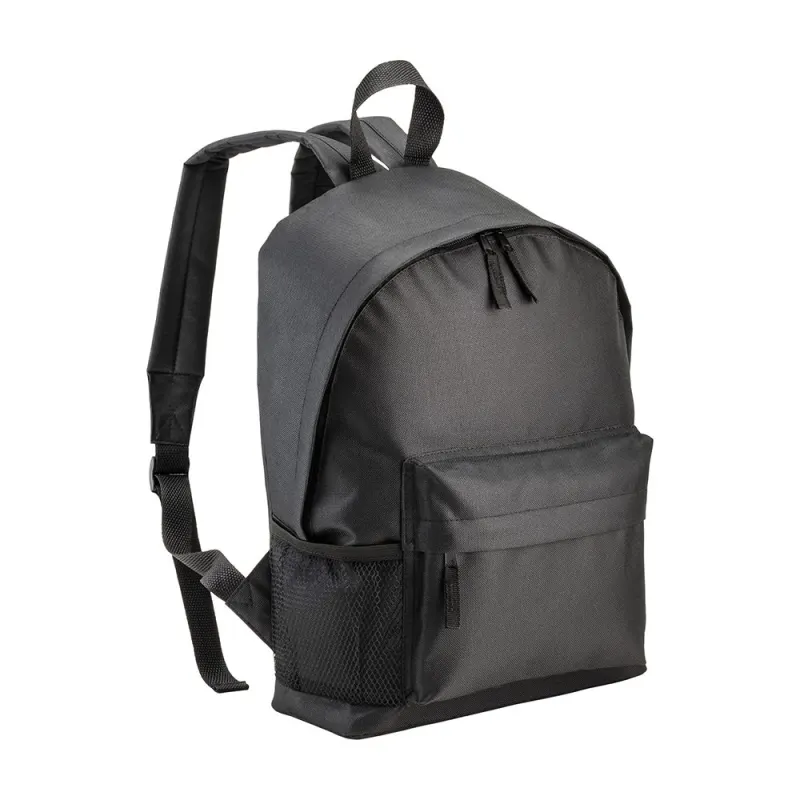 Rucsac din poliester reciclat (R-PET) cu buzunar exterior cu fermoar – cu personalizare logo